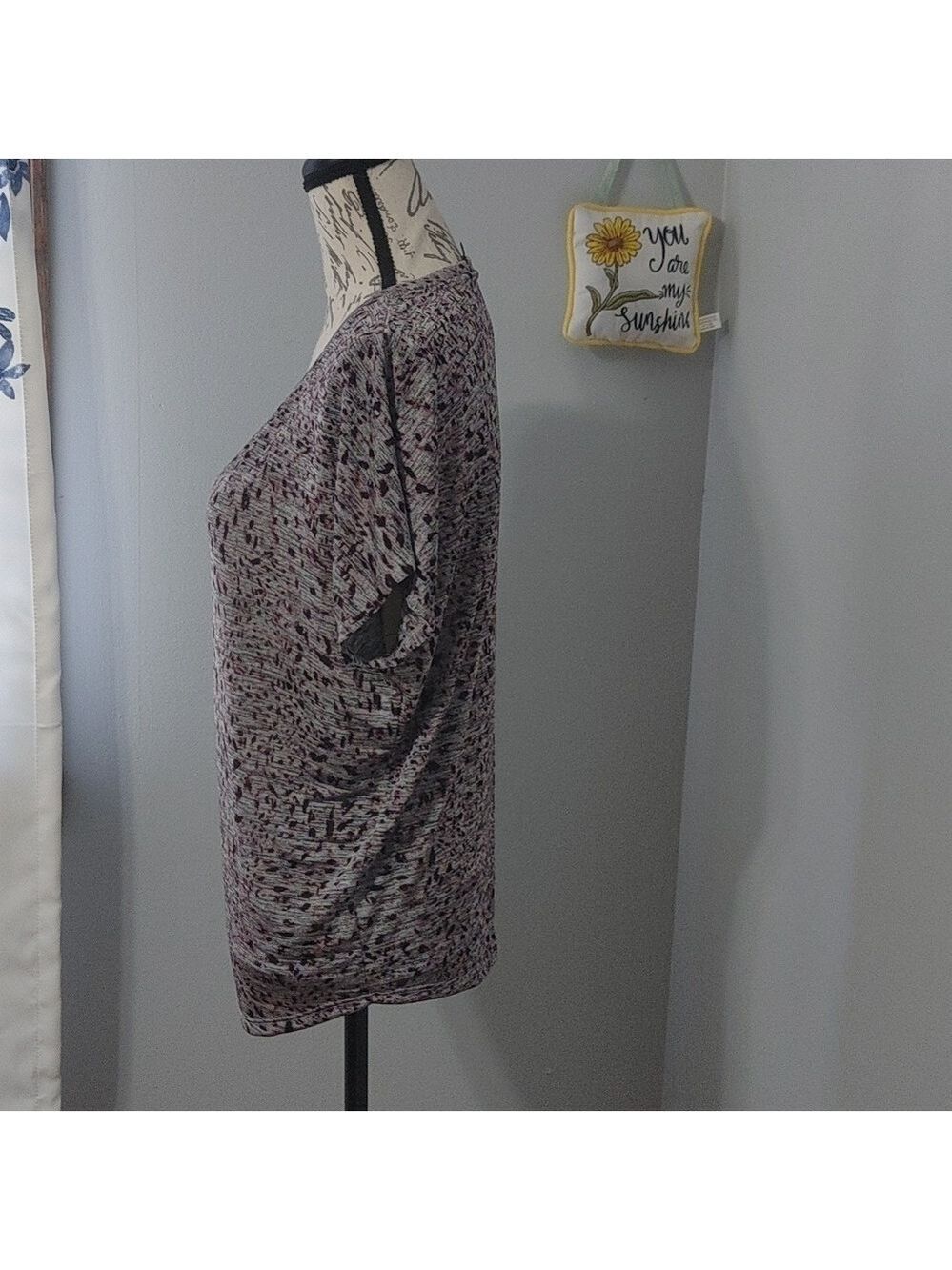 Simply Vera Wang Purple Leopard Print Polyester/Rayon Top with Side Tie Detail M - Picture 4 of 11